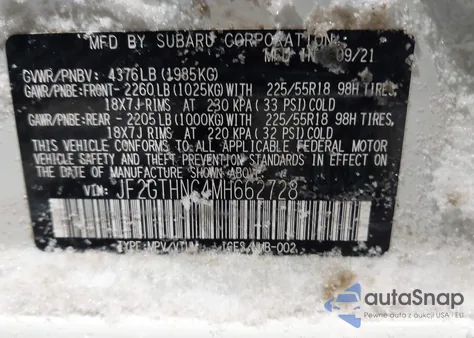 2021 Subaru Crosstrek Limited from USA, damaged, VIN JF2GTHNC4MH662728